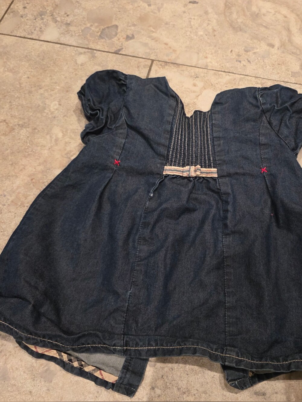 Burberry Dark Blue Denim Short Sleeve Girls Dress